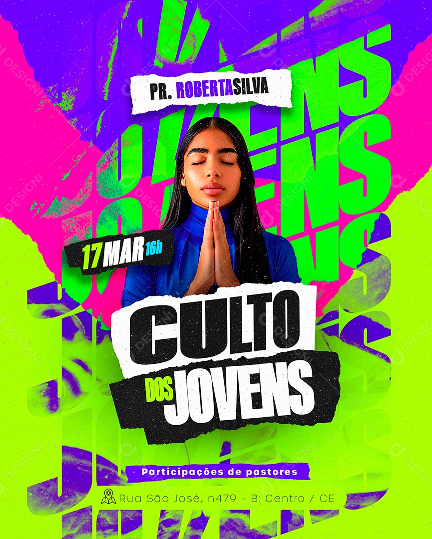 Gospel Pr Roberta Silva Culto dos Jovens Social Media PSD Editável