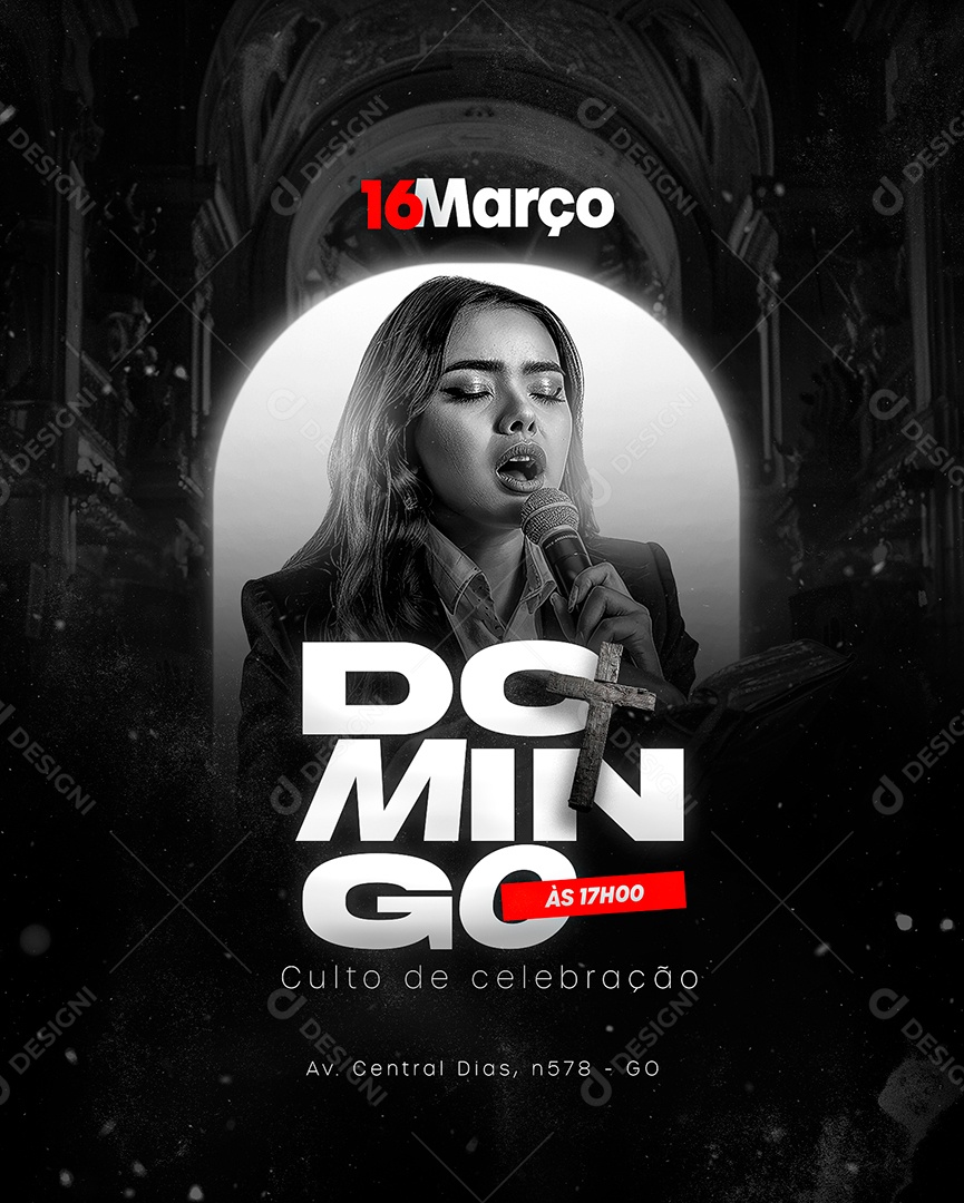 Gospel Domingo Culto de Celebração Social Media PSD Editável