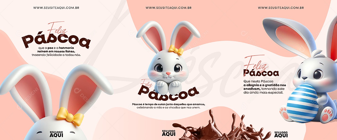 Carrossel Social Media Feliz Páscoa 31 de Março PSD Editável