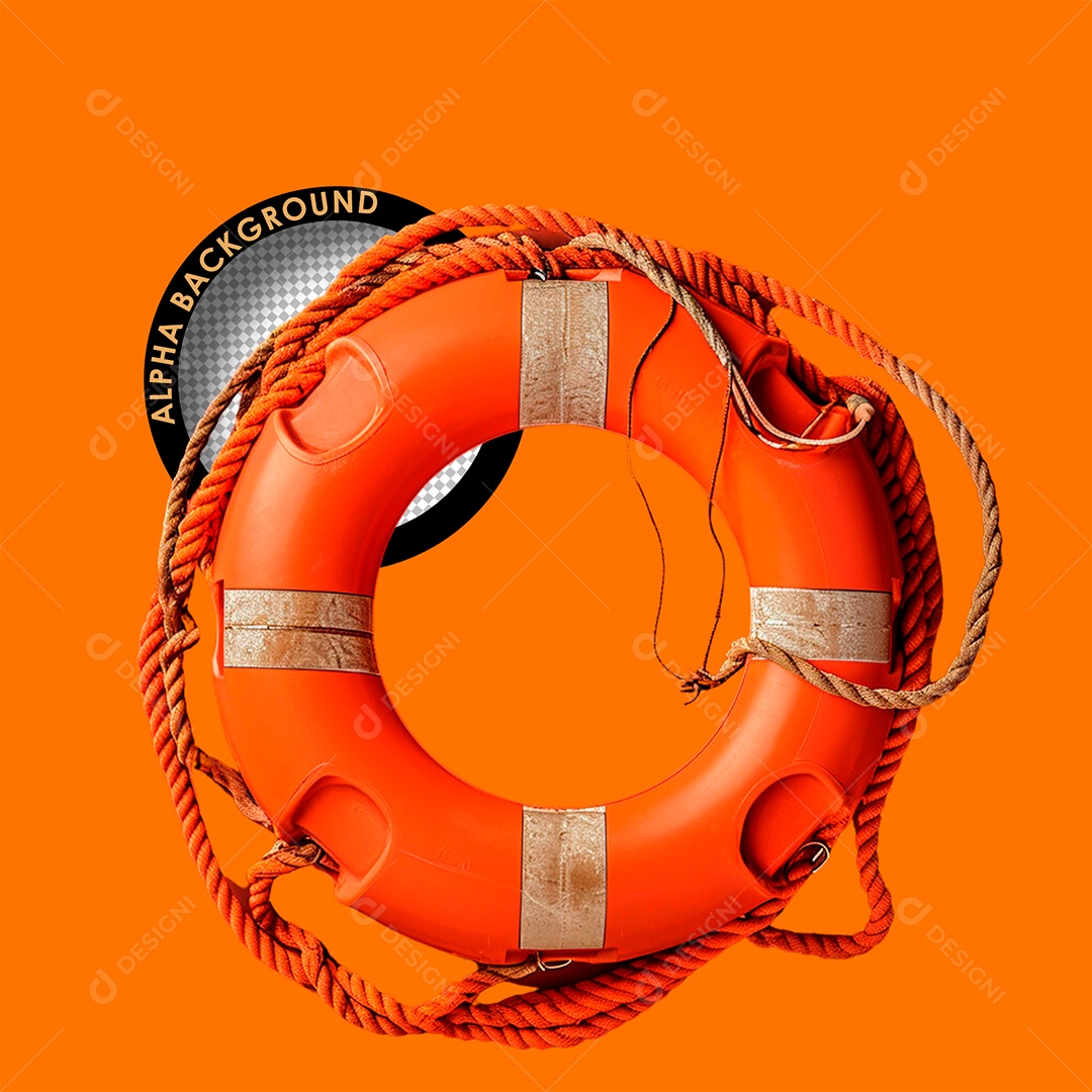 Boia de Salva Vidas com Cordas Elemento 3D para Composição PSD