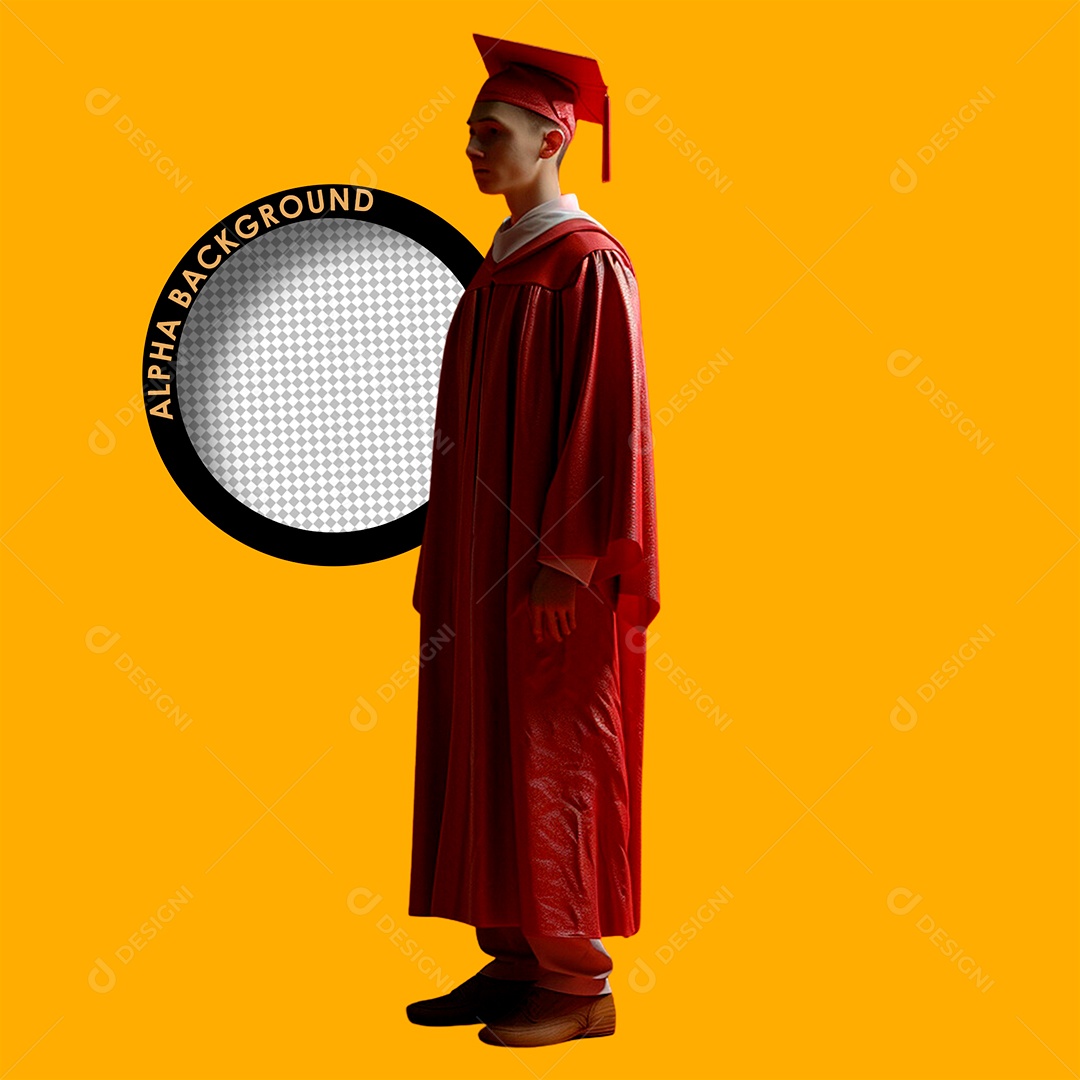 Beca de Formatura Vermelha Elemento 3D para Composição PSD