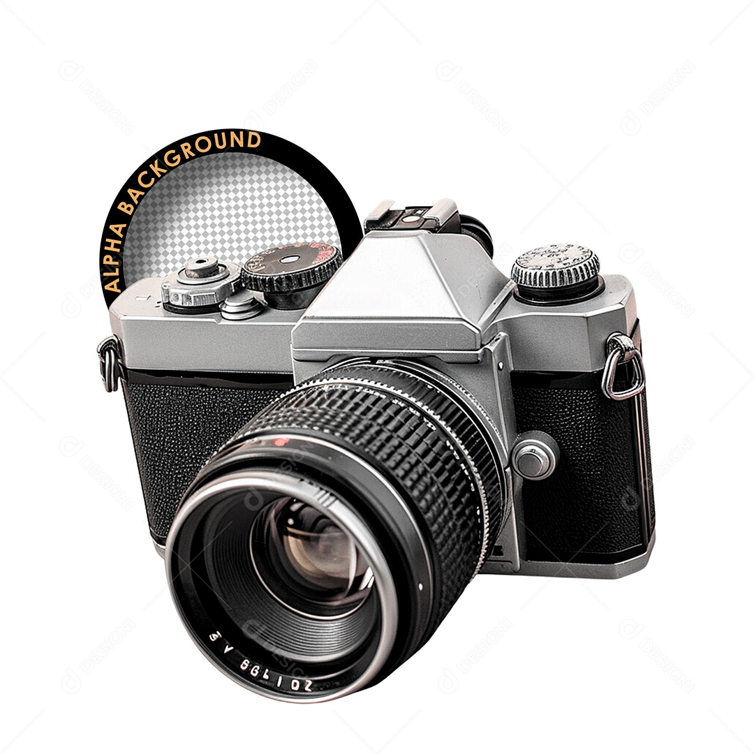 Câmera Fotográfica Elemento 3D Preto para Composição PSD