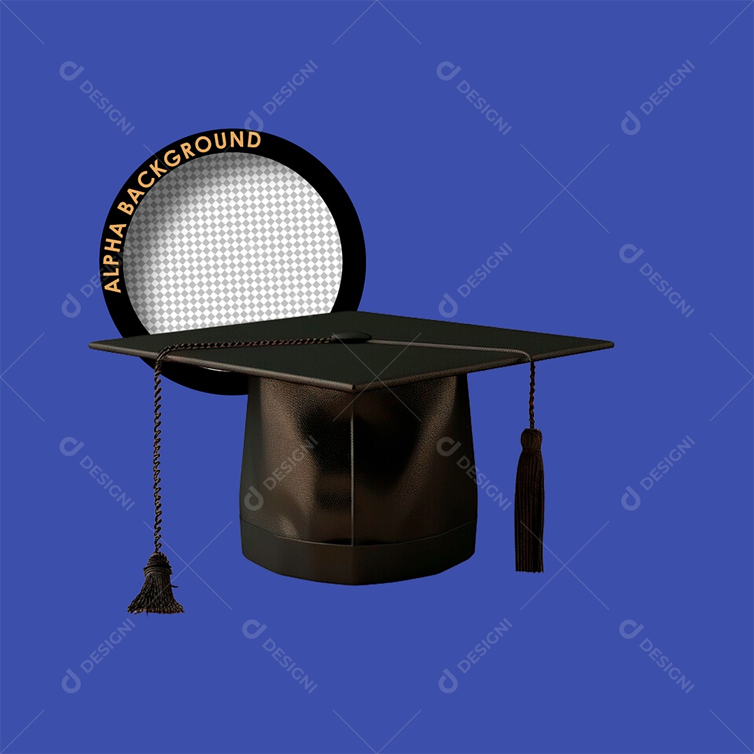 Capelo de Formatura Elemento 3D para Composição PSD