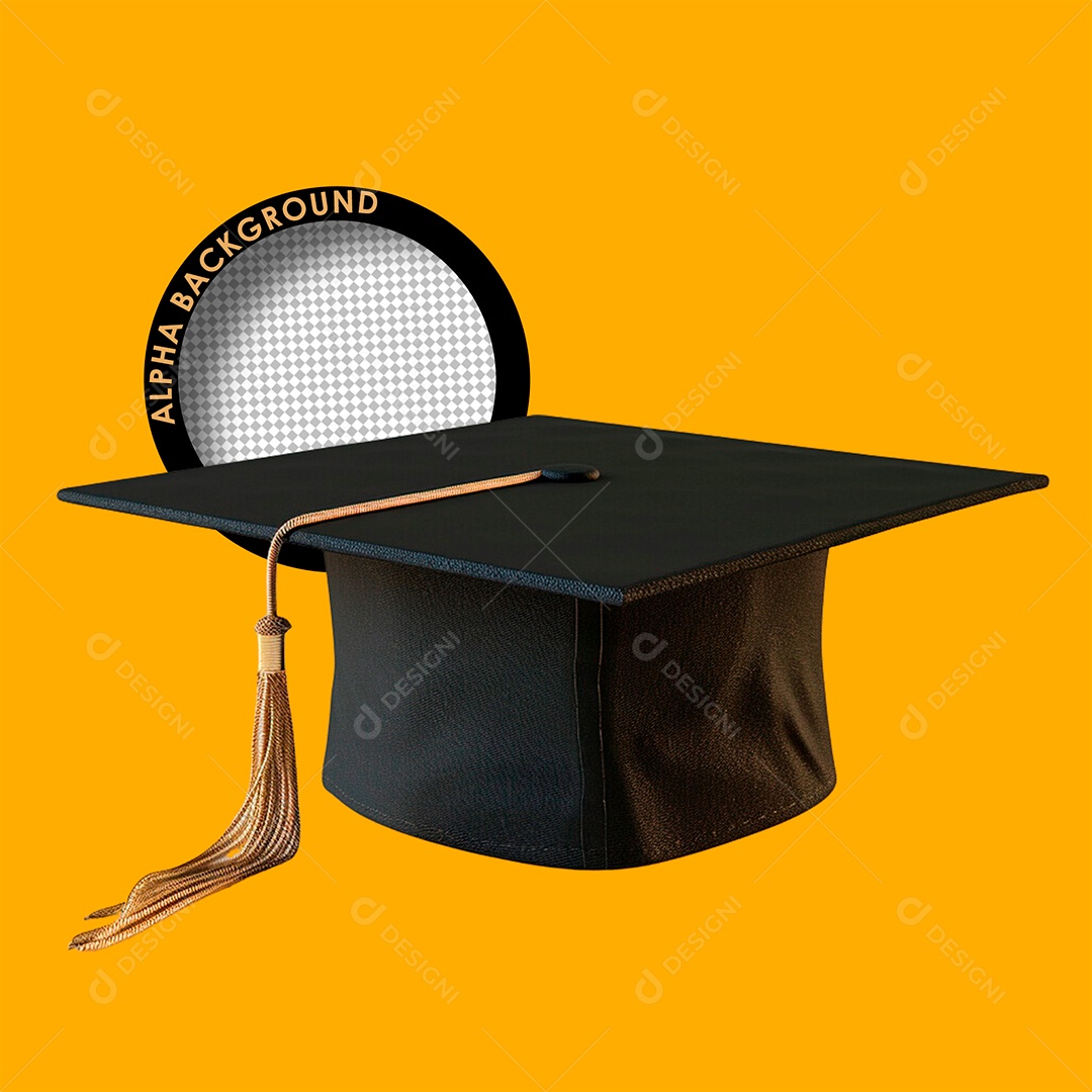 Capelo de Formatura Elemento 3D para Composição PSD