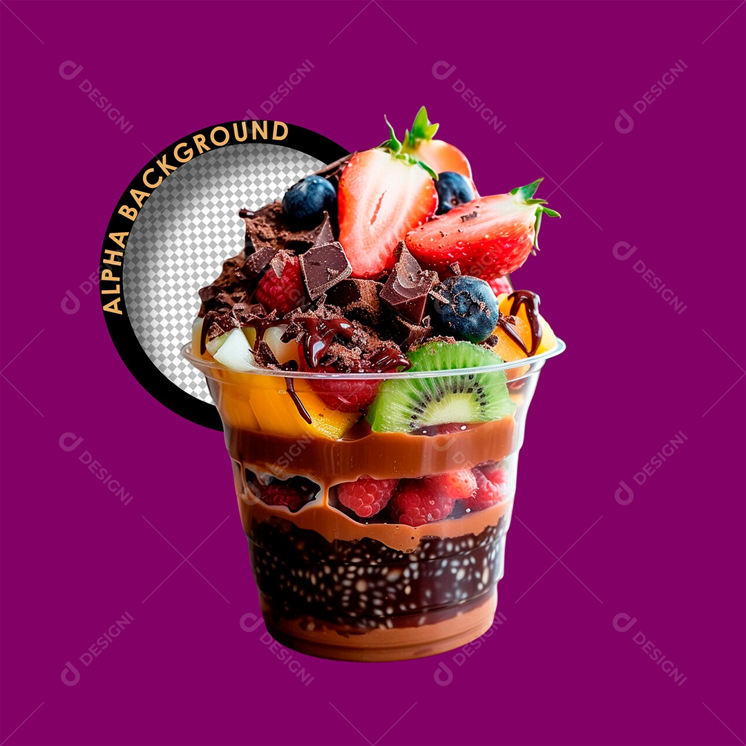 Copo de Açaí Elemento 3D para Composição PSD