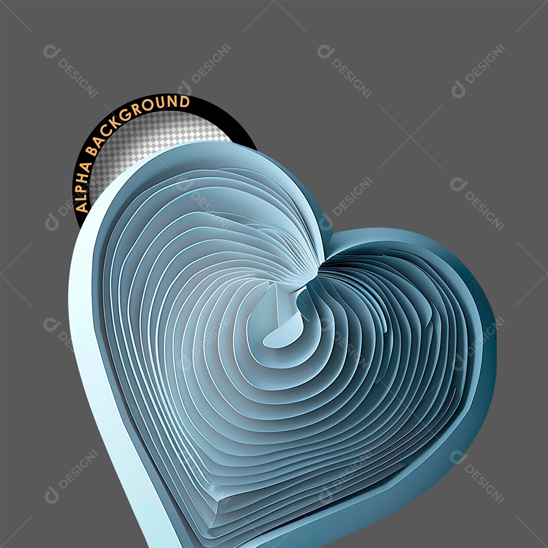 Coração de Papel Elemento 3D para Composição PSD