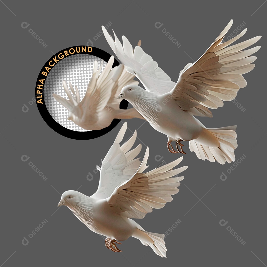 Pombas Brancas Elemento 3D para Composição PSD