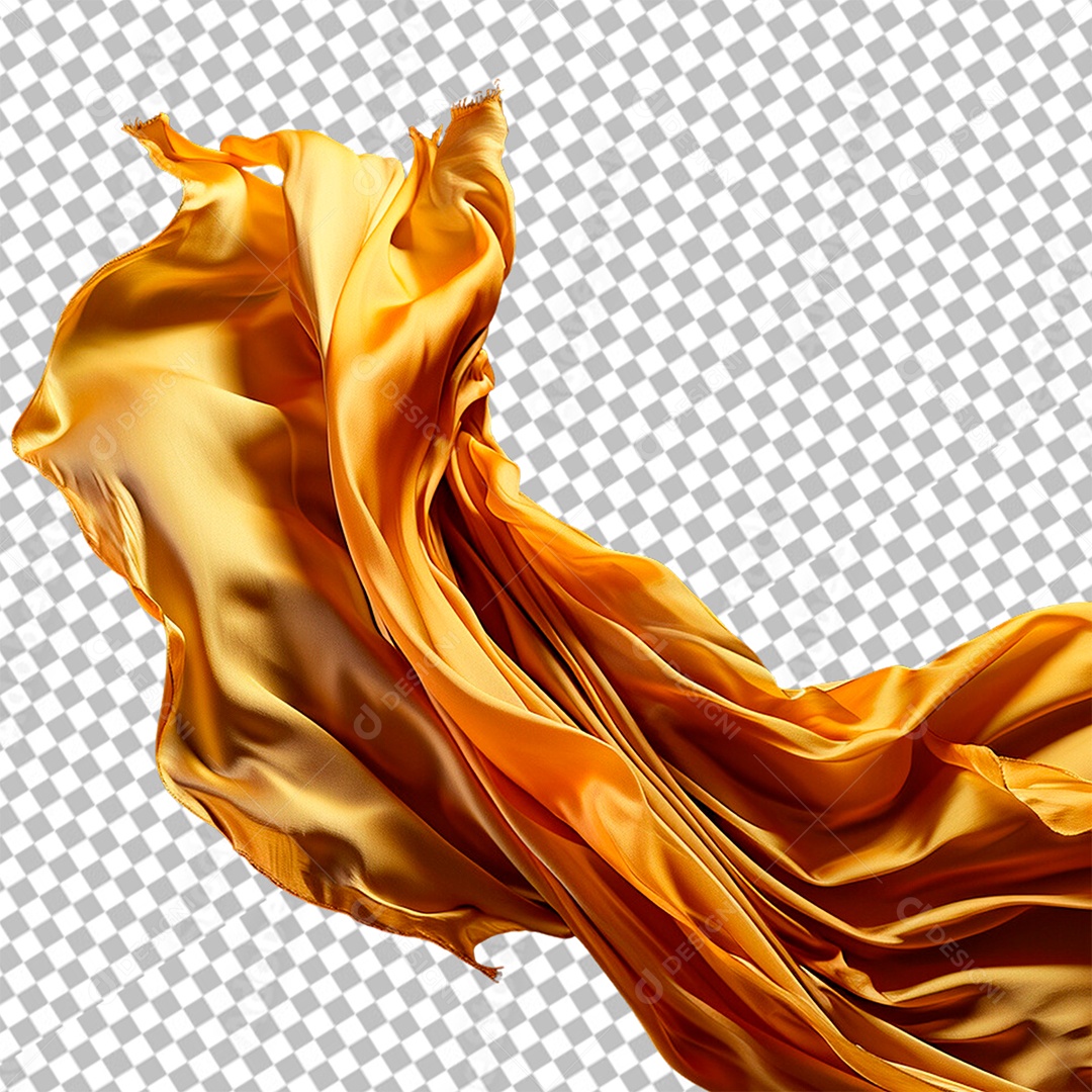 Tecido Dourado Elemento 3D para Composição PSD