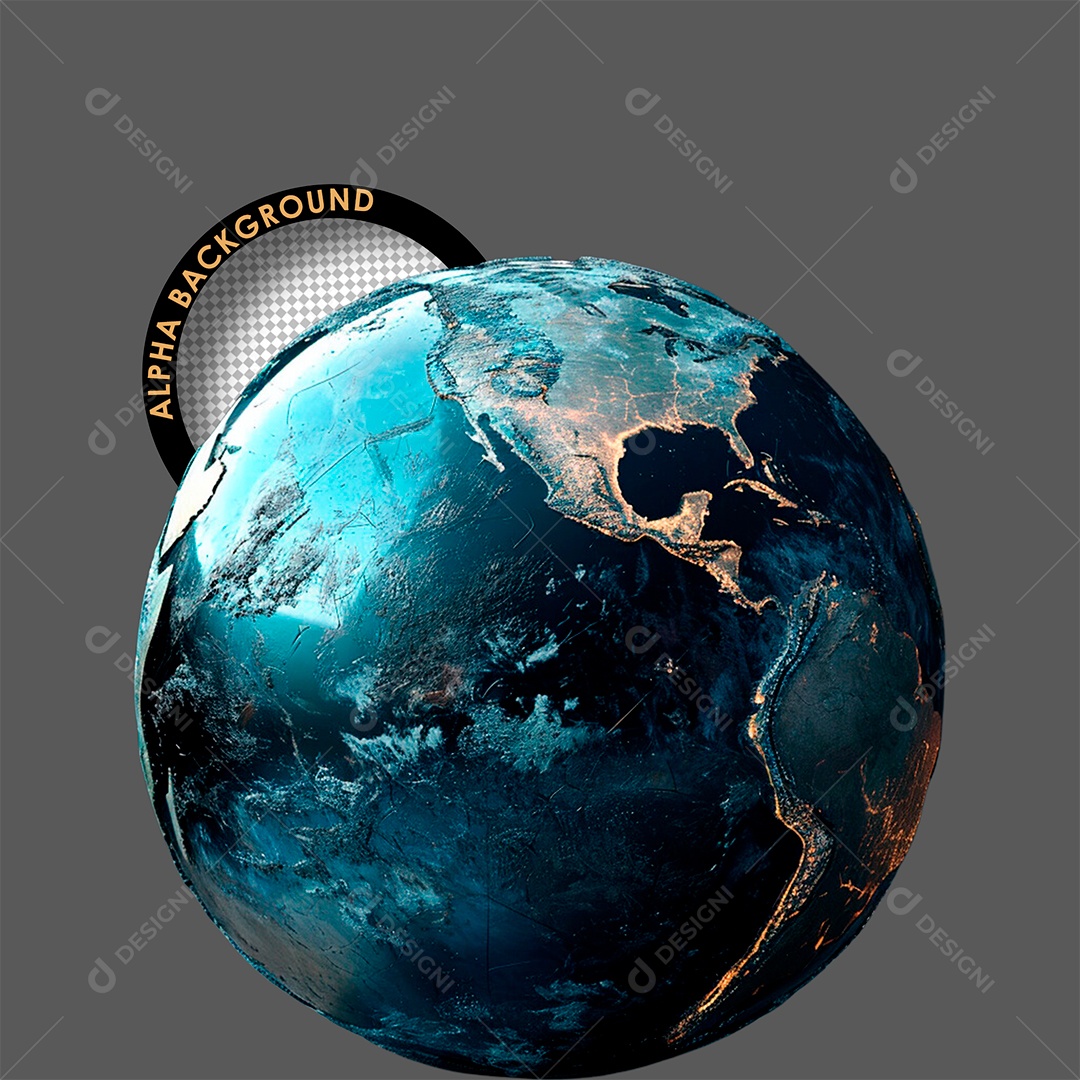 Planeta Terra Elemento 3D para Composição PSD