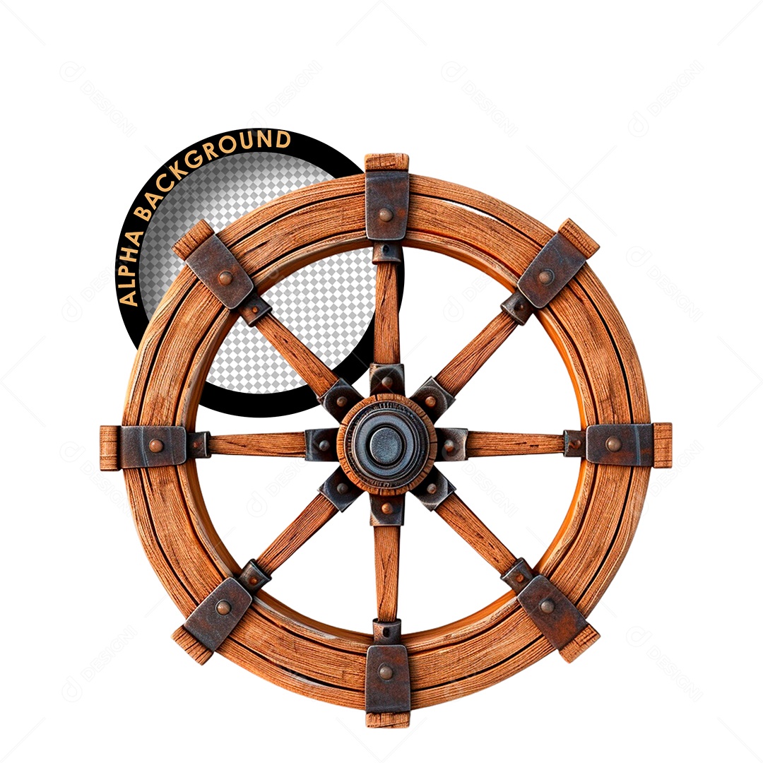 Escudo de Madeira Elemento 3D para Composição PSD