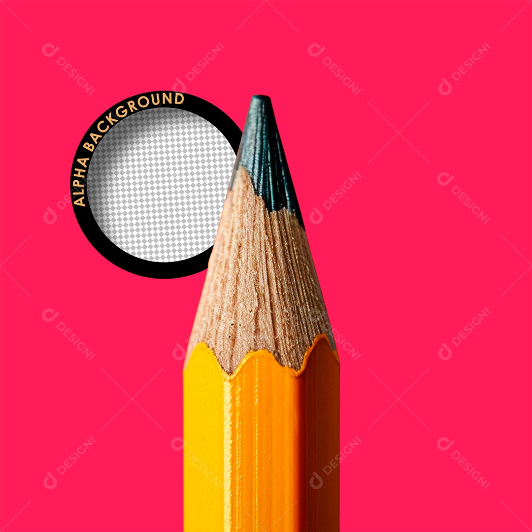Lápis Escolar Elemento 3D Amarelo Preto para Composição PSD
