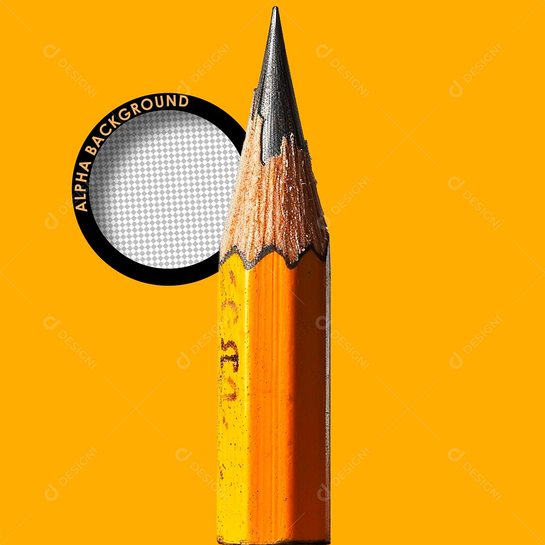 Lápis Escolar Elemento 3D para Composição PSD