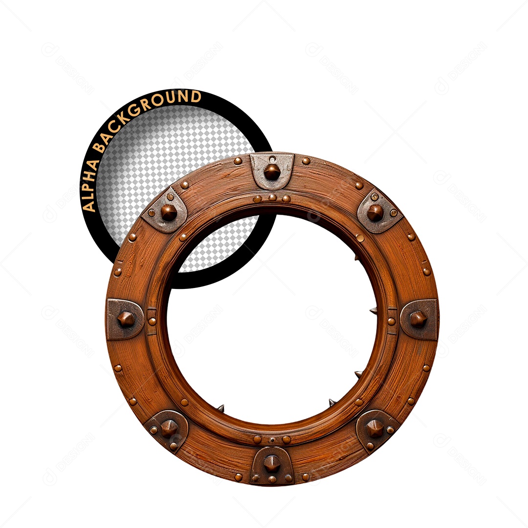 Circulo de Madeira Ferro Elemento 3D para Compoisção PSD