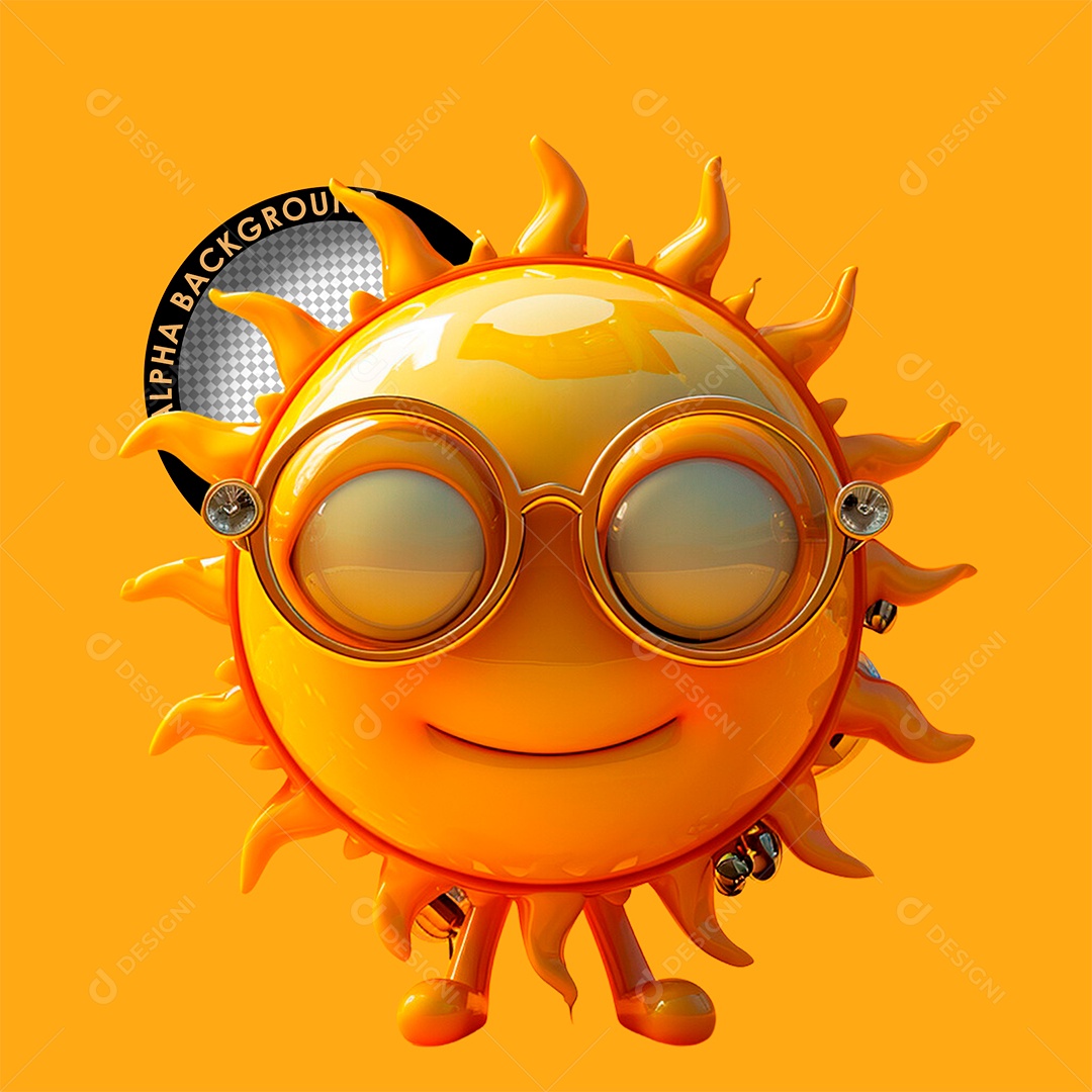 Sol de Verão Elemento 3D para Composição PSD