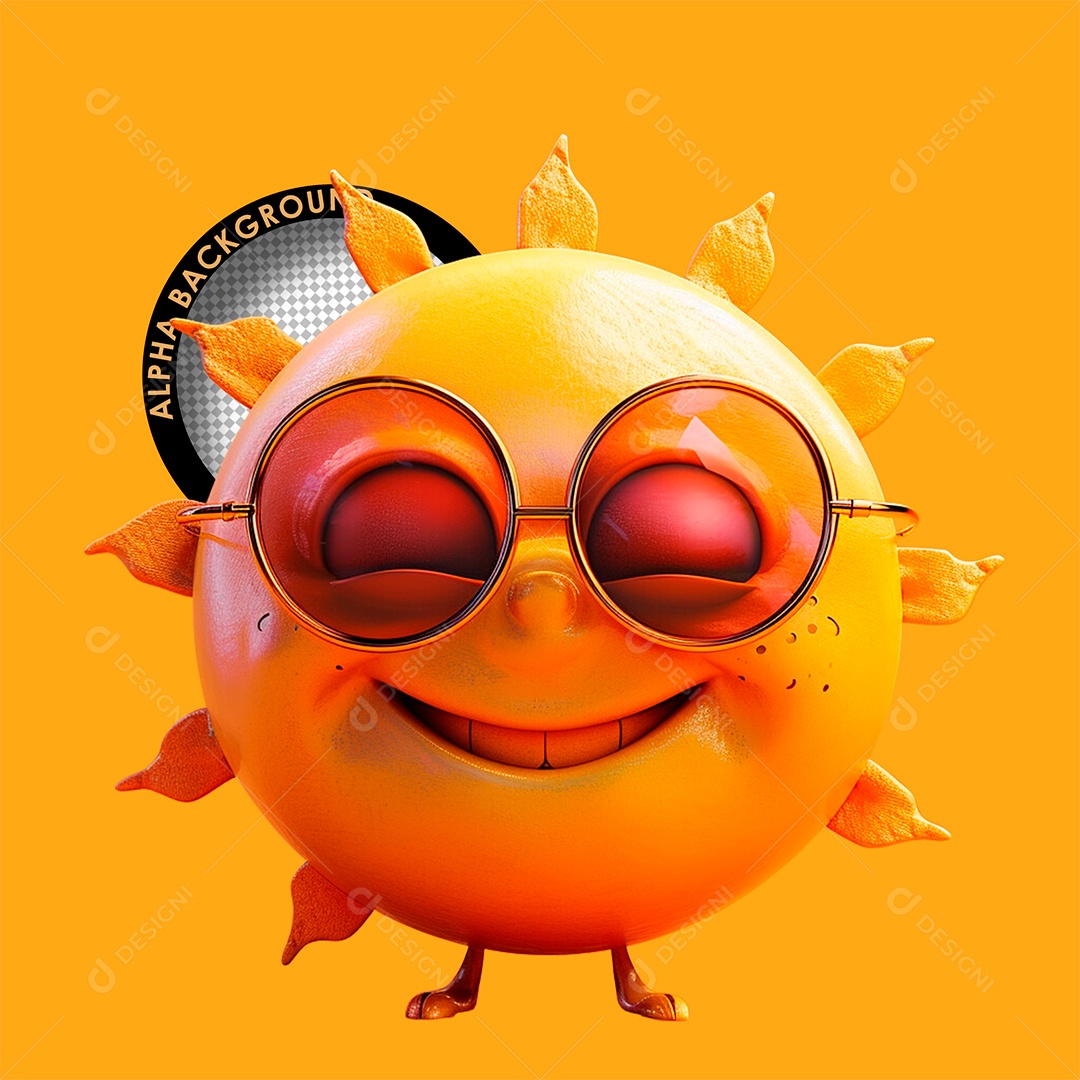 Sol de Verão com Óculos Elemento 3D para Composição PSD