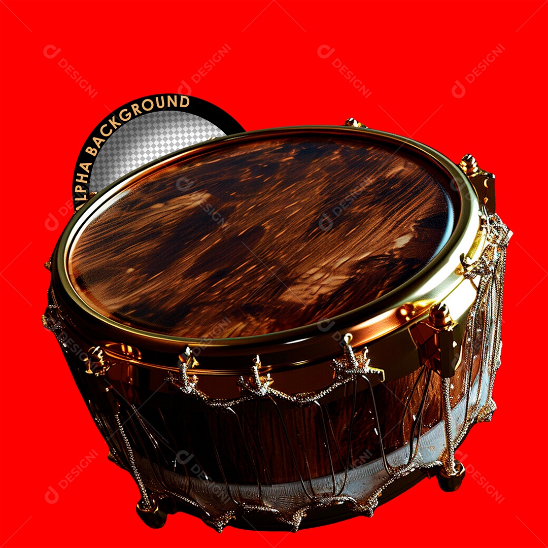 Tambor Musical Elemento 3D para Composição PSD