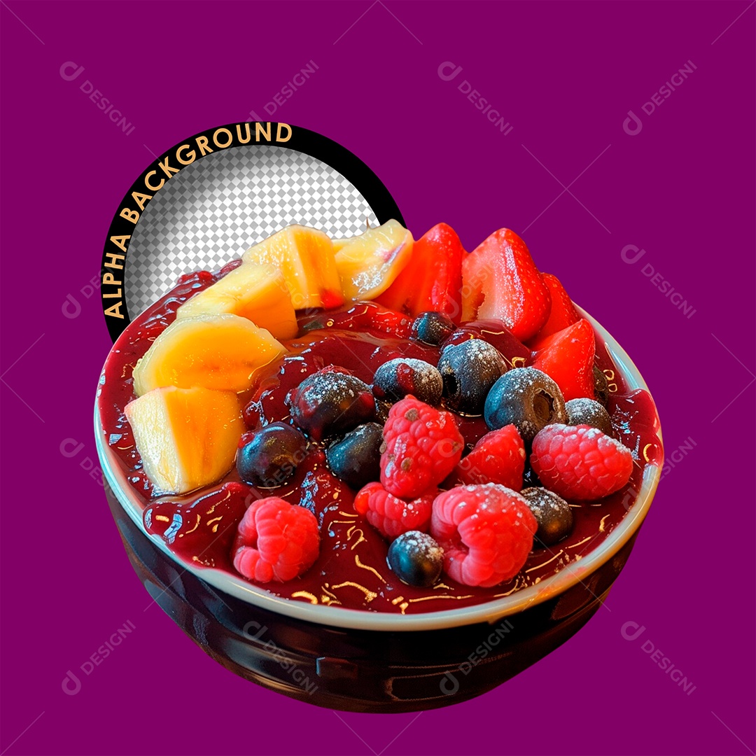 Tigela de Açaí Elemento 3D para Composição PSD