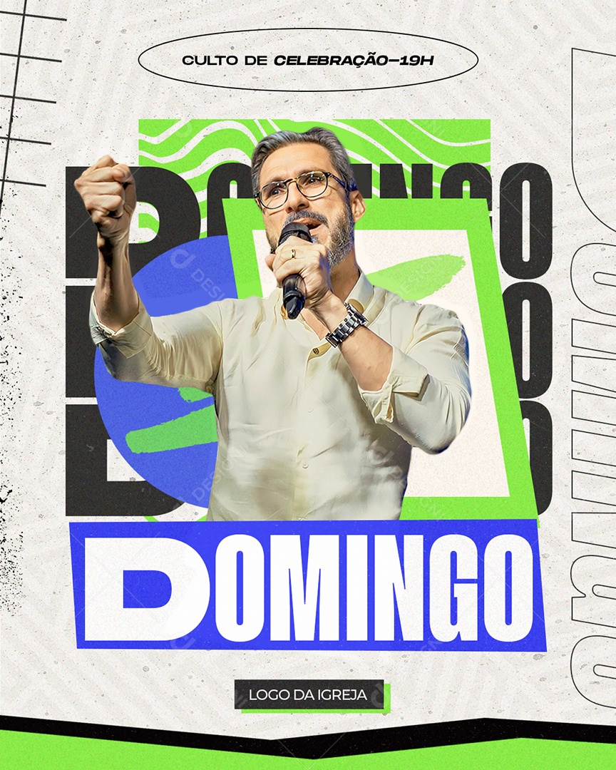 Gospel Culto de Celebração Domingo Social Media PSD Editável