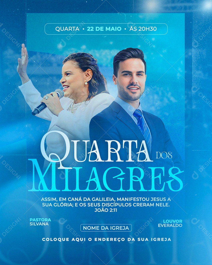 Gospel Quarta dos Milagres Pastora Silvana Louvor Everaldo Social Media PSD Editável