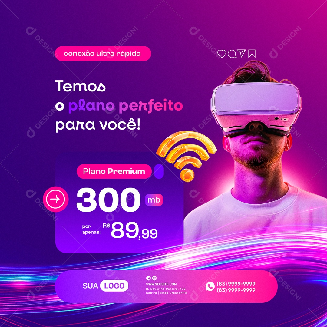 Provedor De Internet Temos o Plano Perfeito para Você Social Media PSD Editável