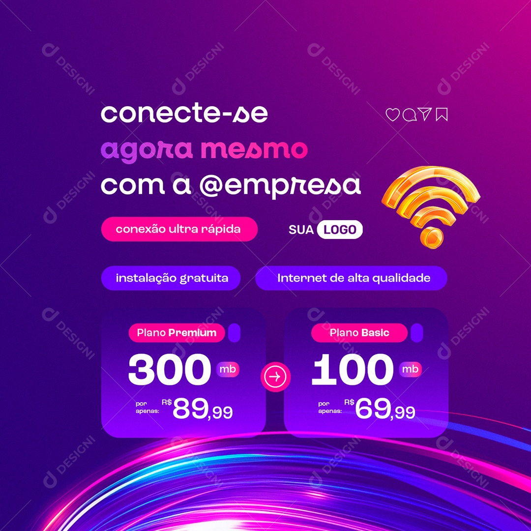 Provedor De Internet Conecte se Agora mesmo Instalação gratuita Social Media PSD Editável