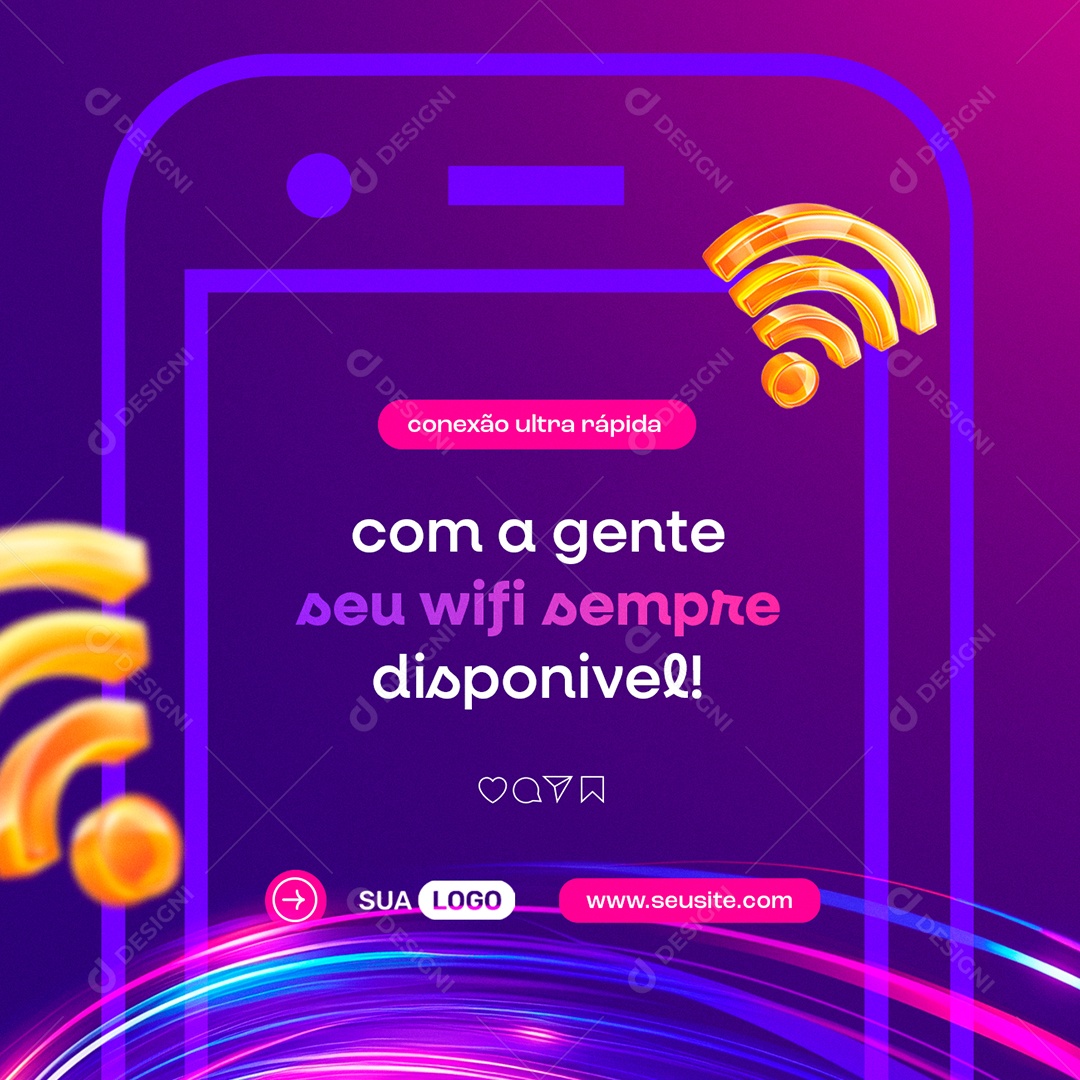 Provedor De Internet Conexão Ultra Rápida Social Media PSD Editável