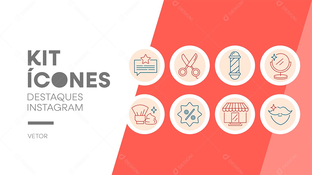 Kit de Ícones Barbearia para Destaques Instagram Vetor EPS
