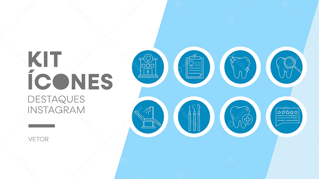 Kit de Ícones Dentista para Destaques Instagram Vetor EPS