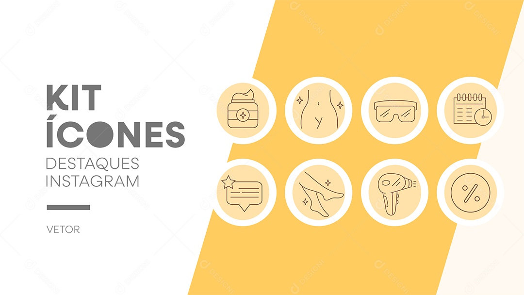 Kit de Ícones Depiladora para Destaques Instagram Vetor EPS