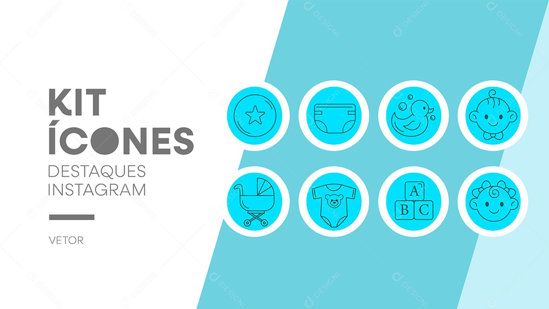 Kit de Ícones Loja de Crianças para Destaques Instagram Vetor EPS
