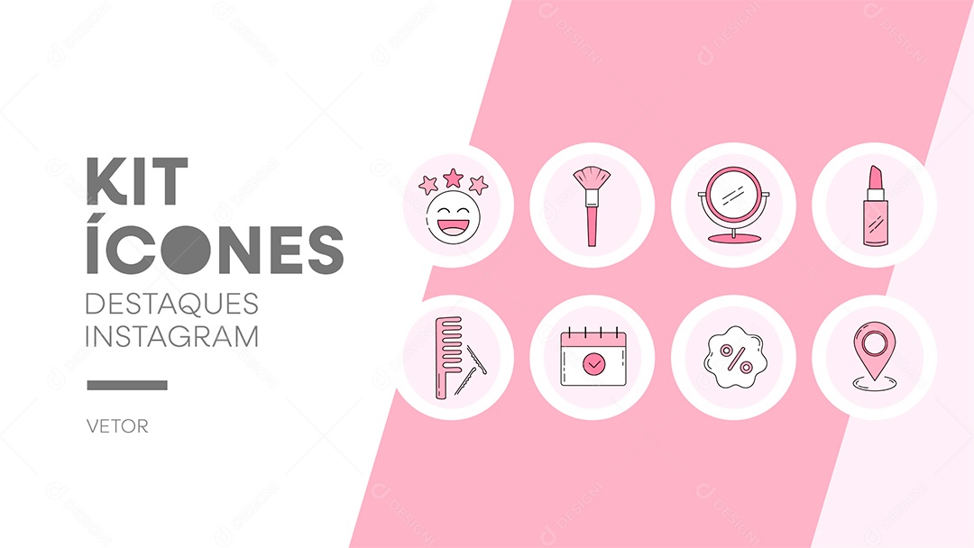 Kit de Ícones Maquiadora para Destaques Instagram Vetor EPS