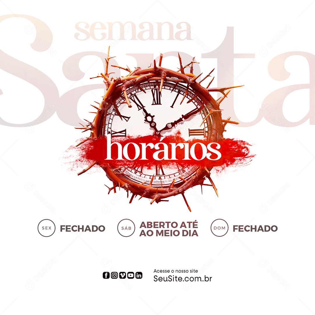 Semana Santa Horário de Funcionamento Lojas Empresas Fechado Social Media PSD Editável