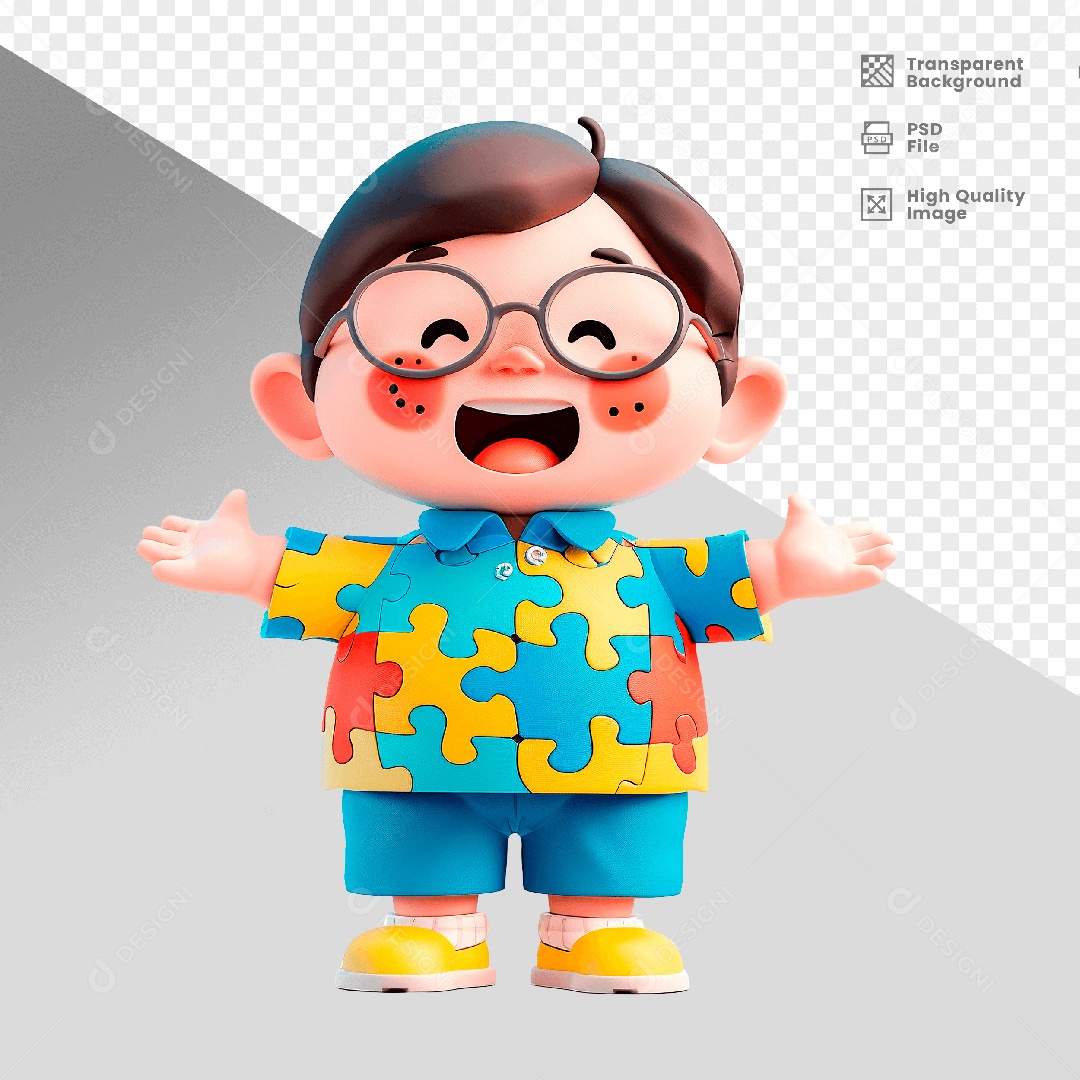 Personagem 3D Dia das Crianças para Composição PSD