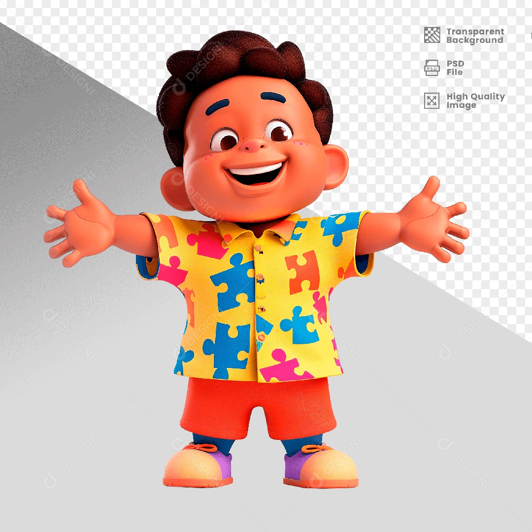 Personagem 3D Dia das Crianças para Composição PSD