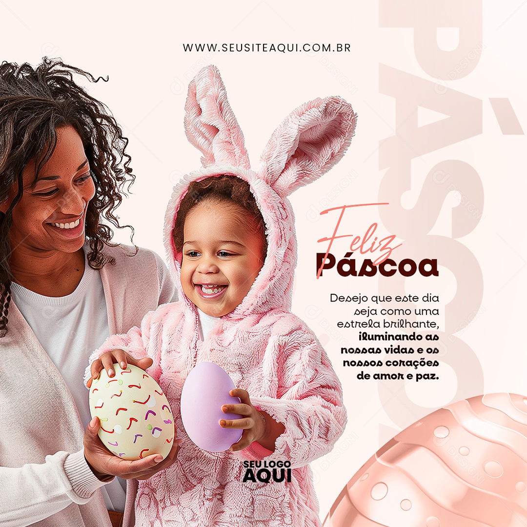 Feed Feliz Páscoa 31 de Março que este Dia Seja como uma Estrela Brilhante Social Media PSD Editável