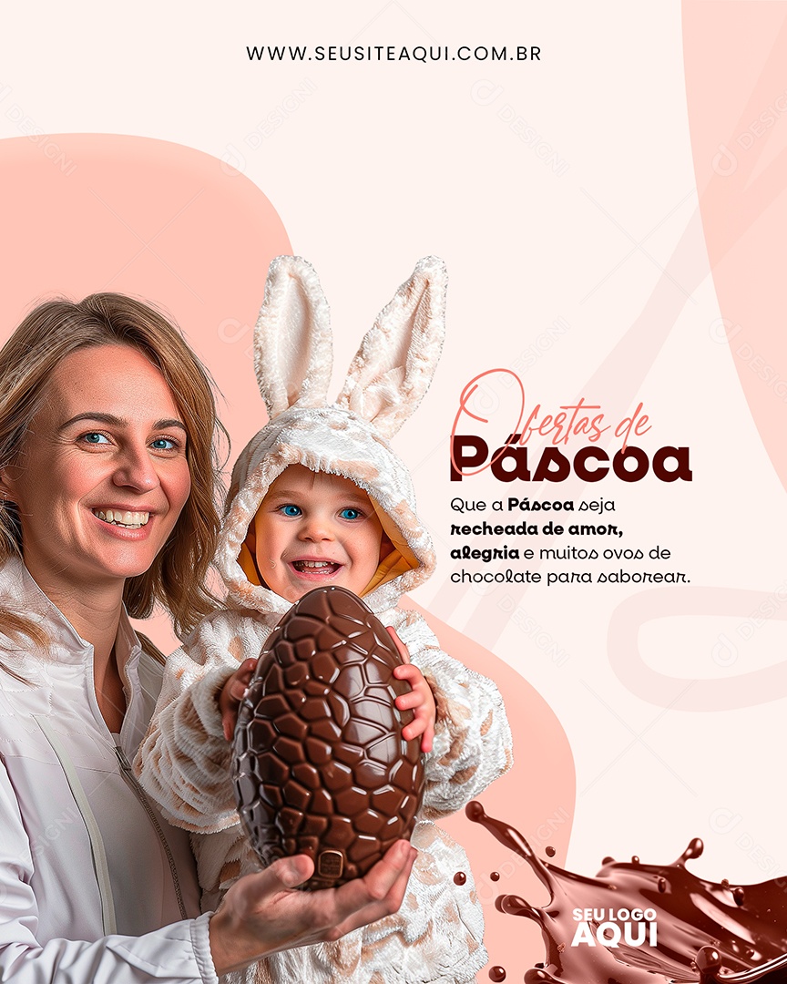 Social Media Feliz Páscoa 31 de Março PSD Editável