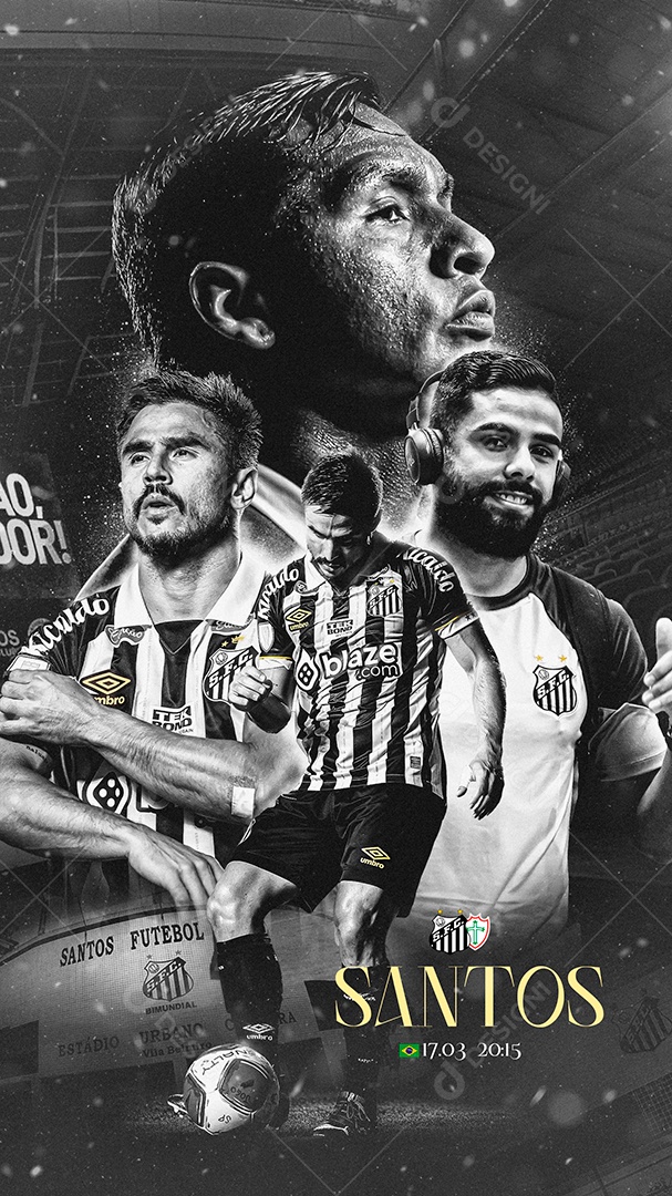 Flyer Pré Jogo Santos Feed Social Media PSD Editável