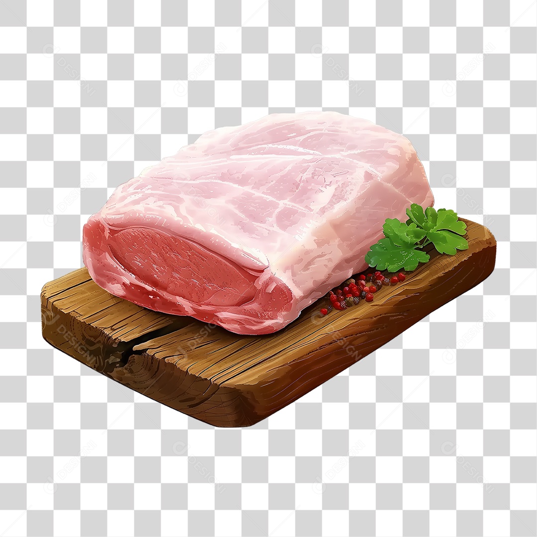 Imagem Açougue Lombo Suíno Porco em Tábua de Madeira PNG Transparente