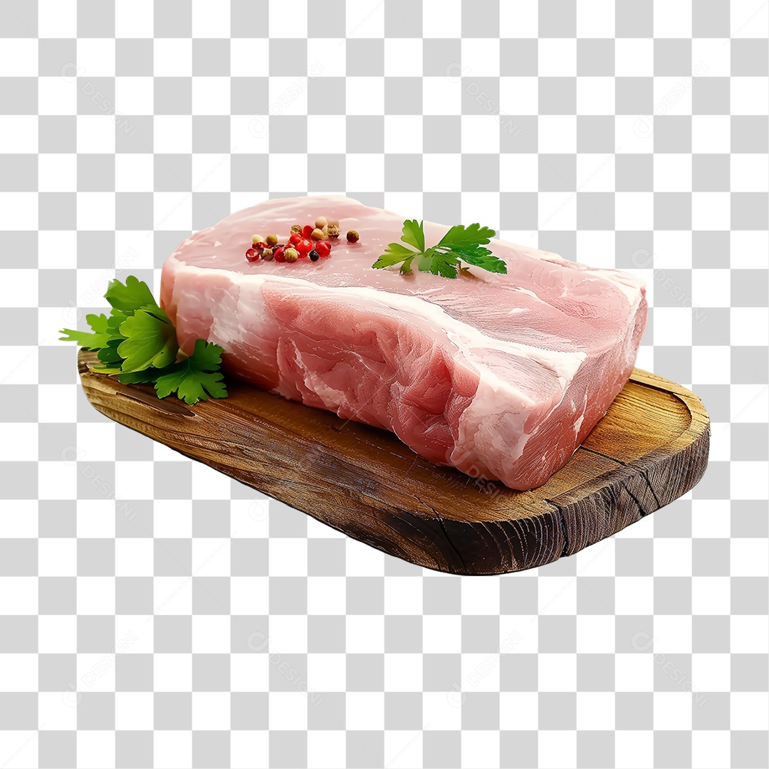 Imagem Açougue Lombo Suíno Porco em Tábua de Madeira PNG Transparente