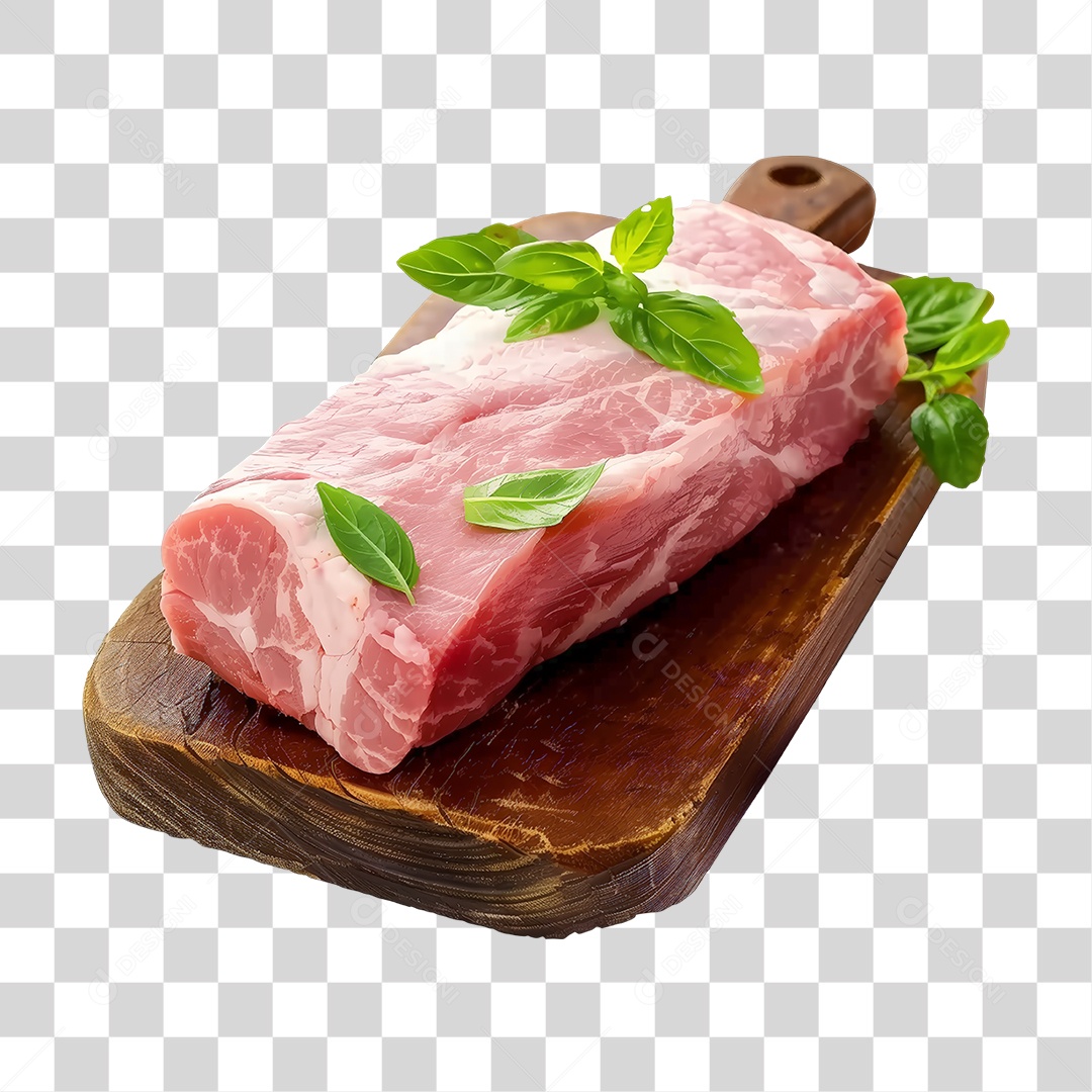 Imagem Açougue Lombo Suíno Porco em Tábua de Madeira PNG Transparente