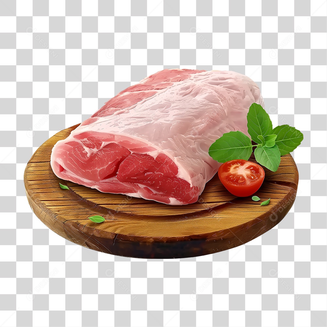 Imagem Açougue Lombo Suíno Porco em Tábua de Madeira PNG Transparente
