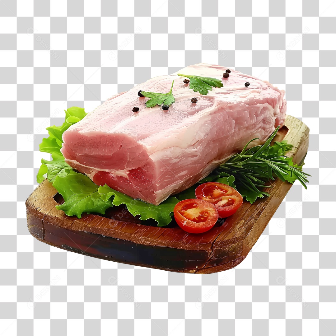 Imagem Açougue Lombo Suíno Porco em Tábua de Madeira PNG Transparente
