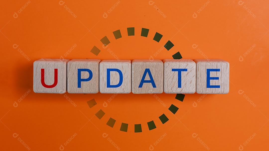 Blocos de madeira com as palavras ATUALIZAÇÃO