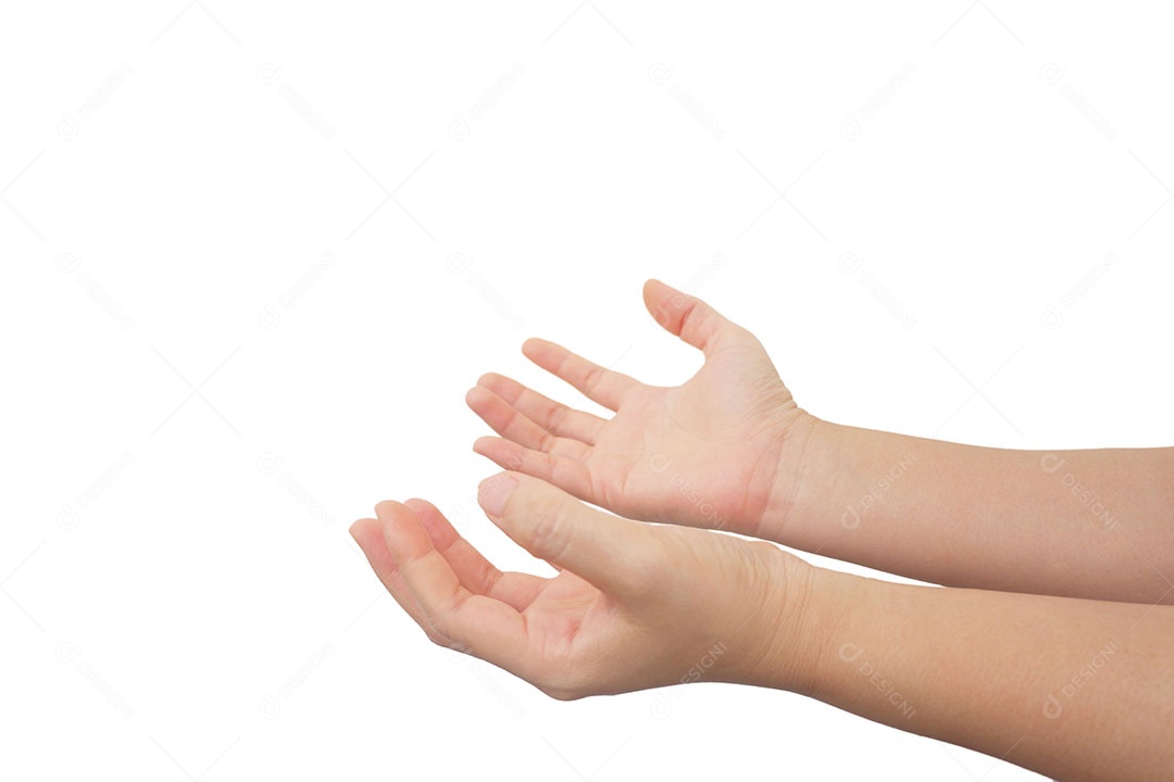 Mãos que apresentam os sintomas característicos do dedo em gatilho sobre fundo branco