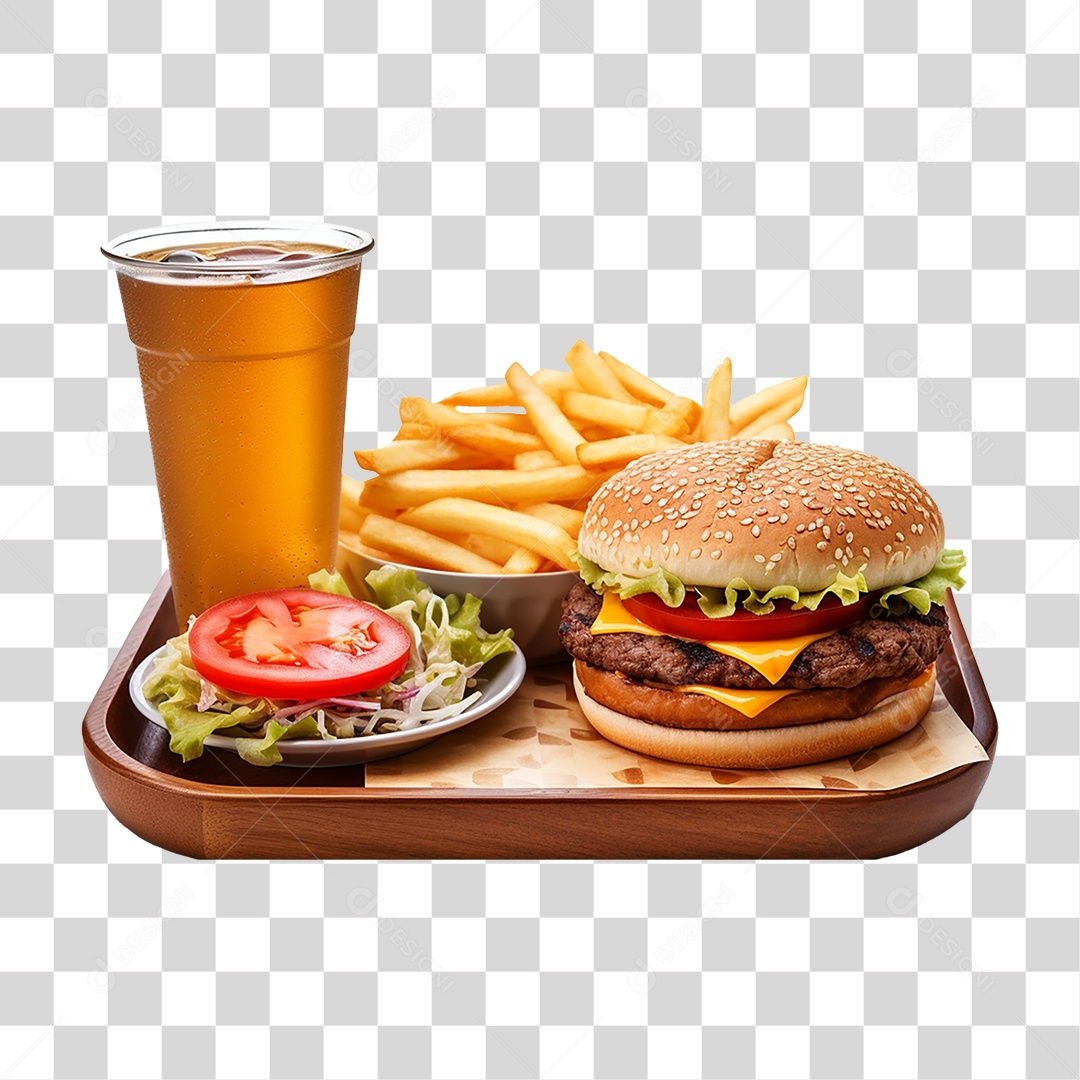 Porção de Lanches com Batata Frita PNG Transparente