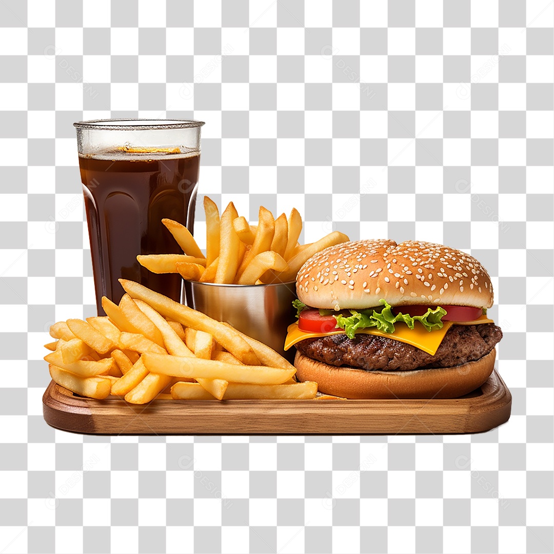 Porção de Lanches com Batata Frita PNG Transparente