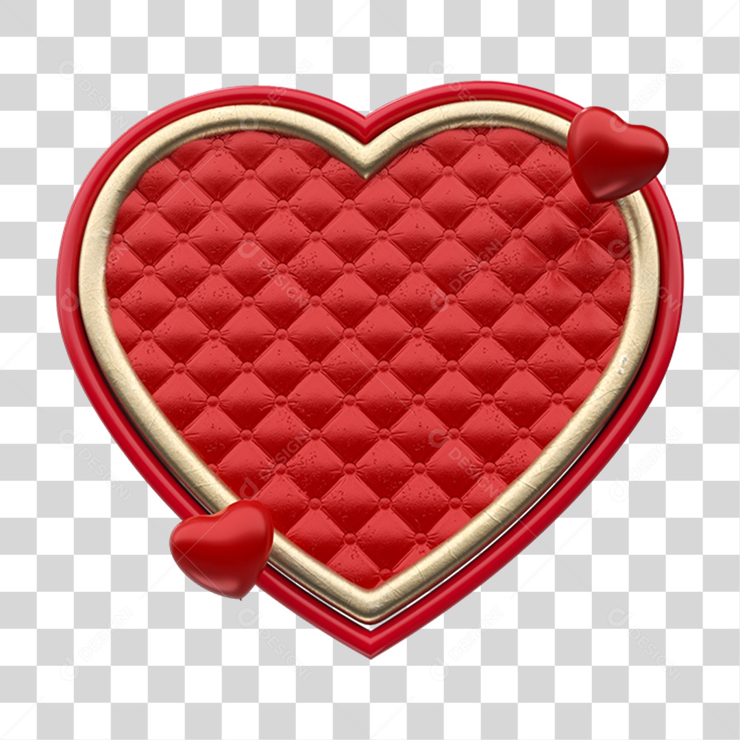 Elemento 3D Corações PNG Transparente