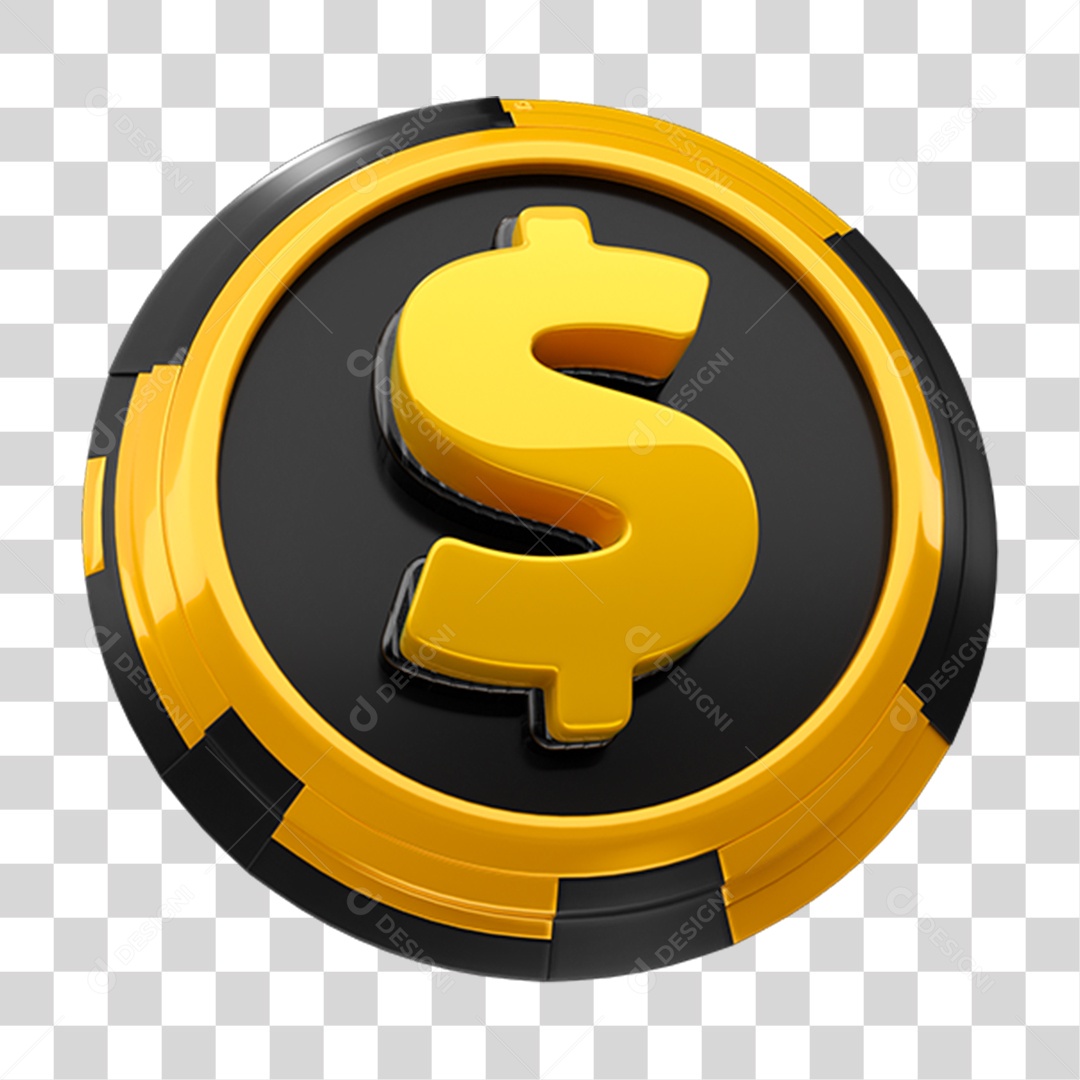 Elemento 3D Símbolo de Cifrão PNG Transparente