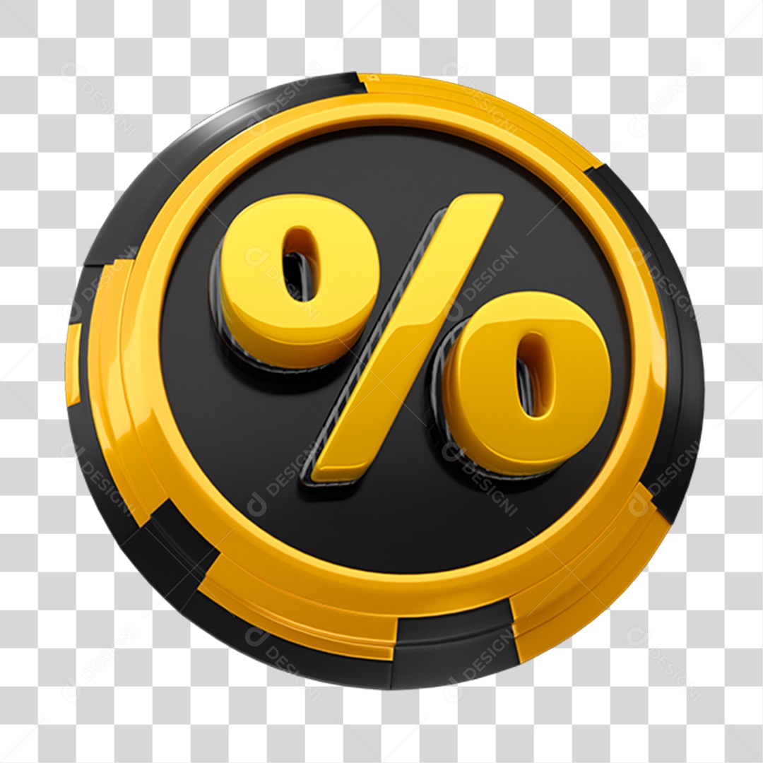 Elemento 3D Porcentagem Porcento PNG Transparente