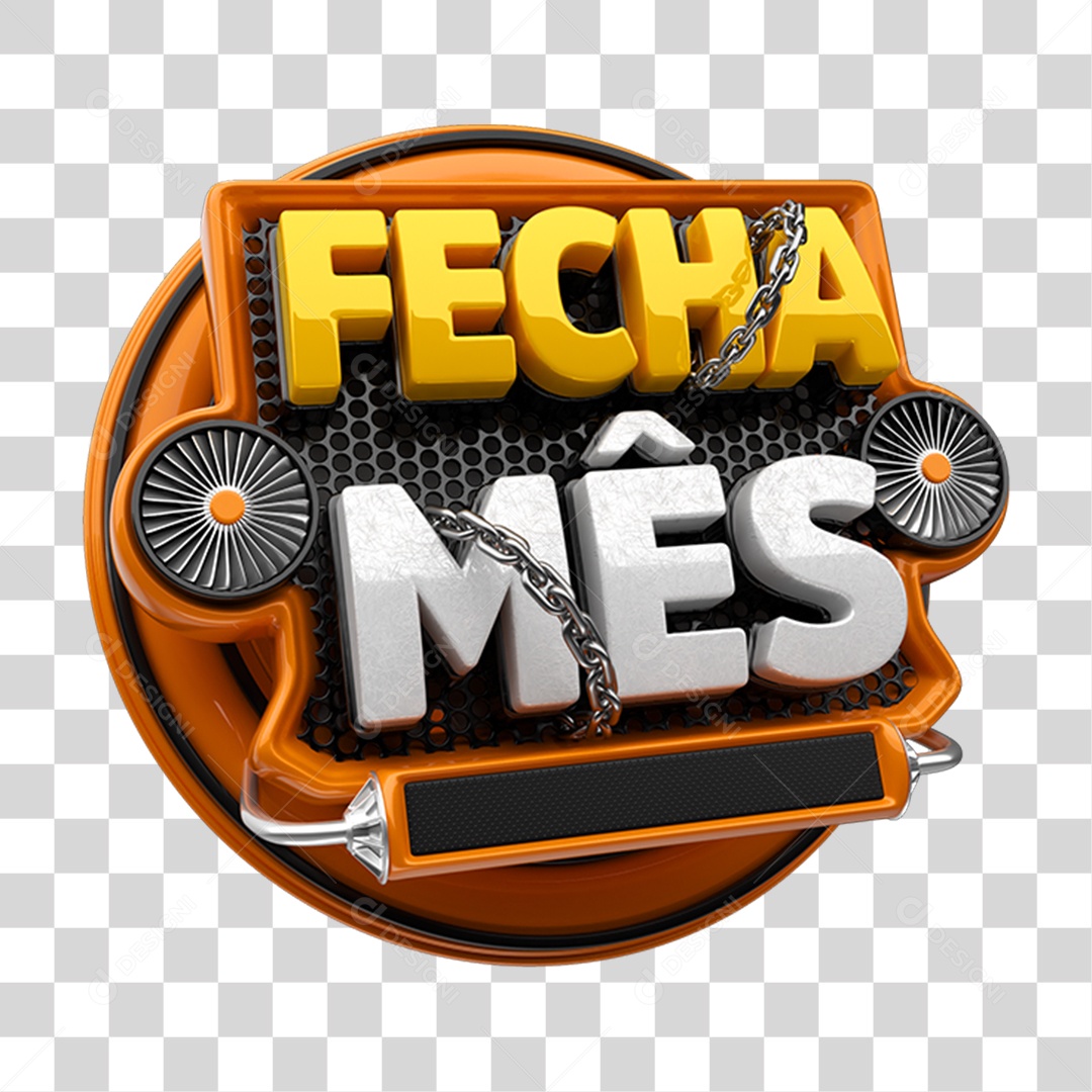 Selo 3D Fecha Mês PNG Transparente